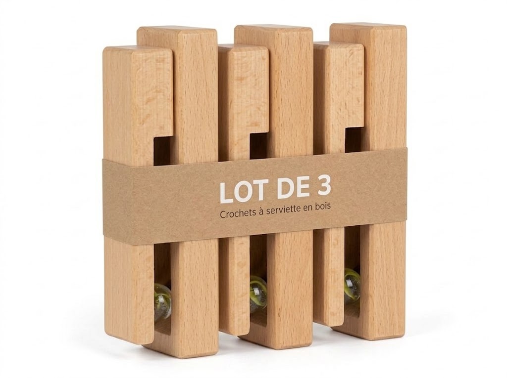 Porte-serviette scandinave « pince » à fixer en bois
