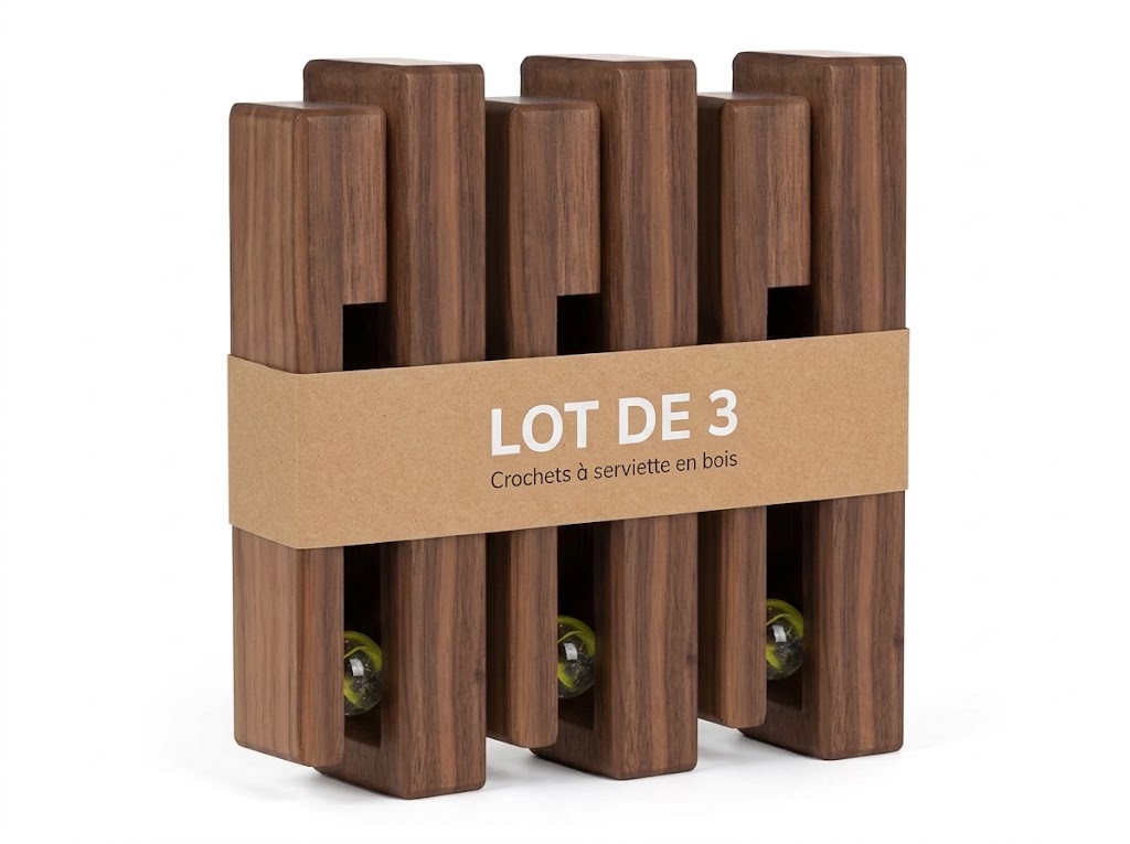 Porte-serviette scandinave « pince » à fixer en bois