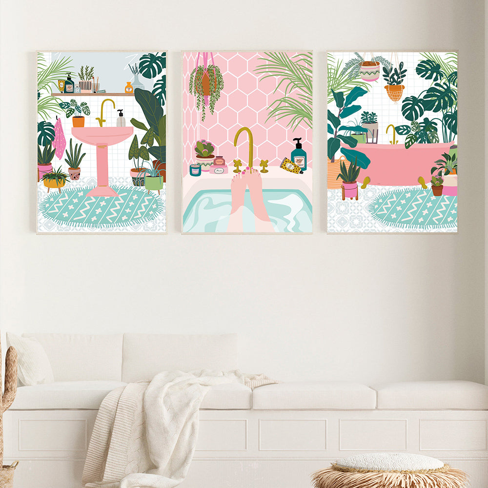 Décoration murale sur toile avec des feuilles de plantes d'intérieur, idéale pour le salon, la chambre ou le bureau.