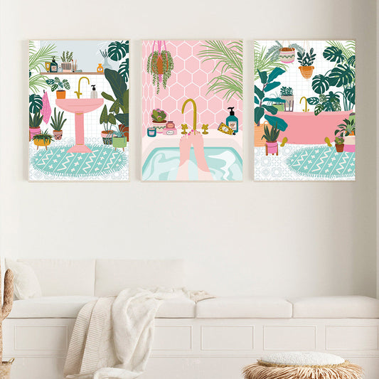 Décoration murale sur toile avec des feuilles de plantes d'intérieur, idéale pour le salon, la chambre ou le bureau.