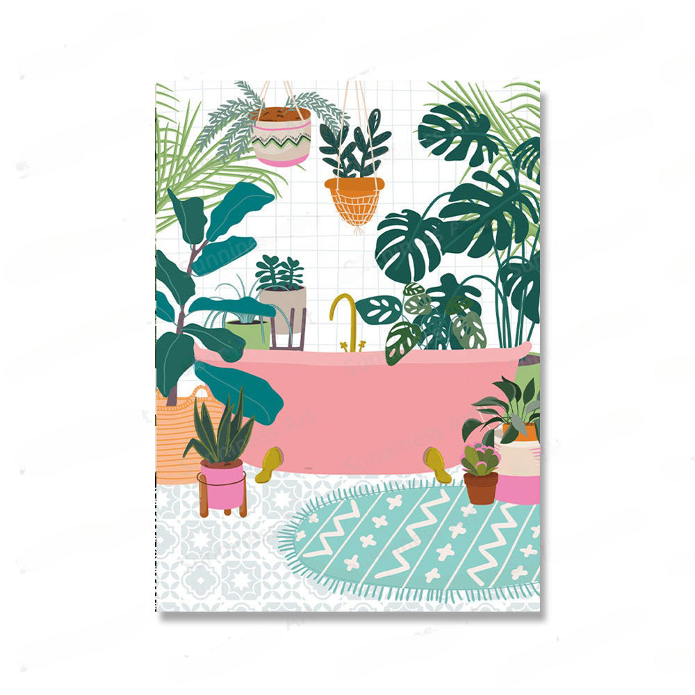 Décoration murale sur toile avec des feuilles de plantes d'intérieur, idéale pour le salon, la chambre ou le bureau.