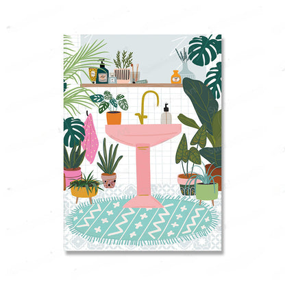 Décoration murale sur toile avec des feuilles de plantes d'intérieur, idéale pour le salon, la chambre ou le bureau.