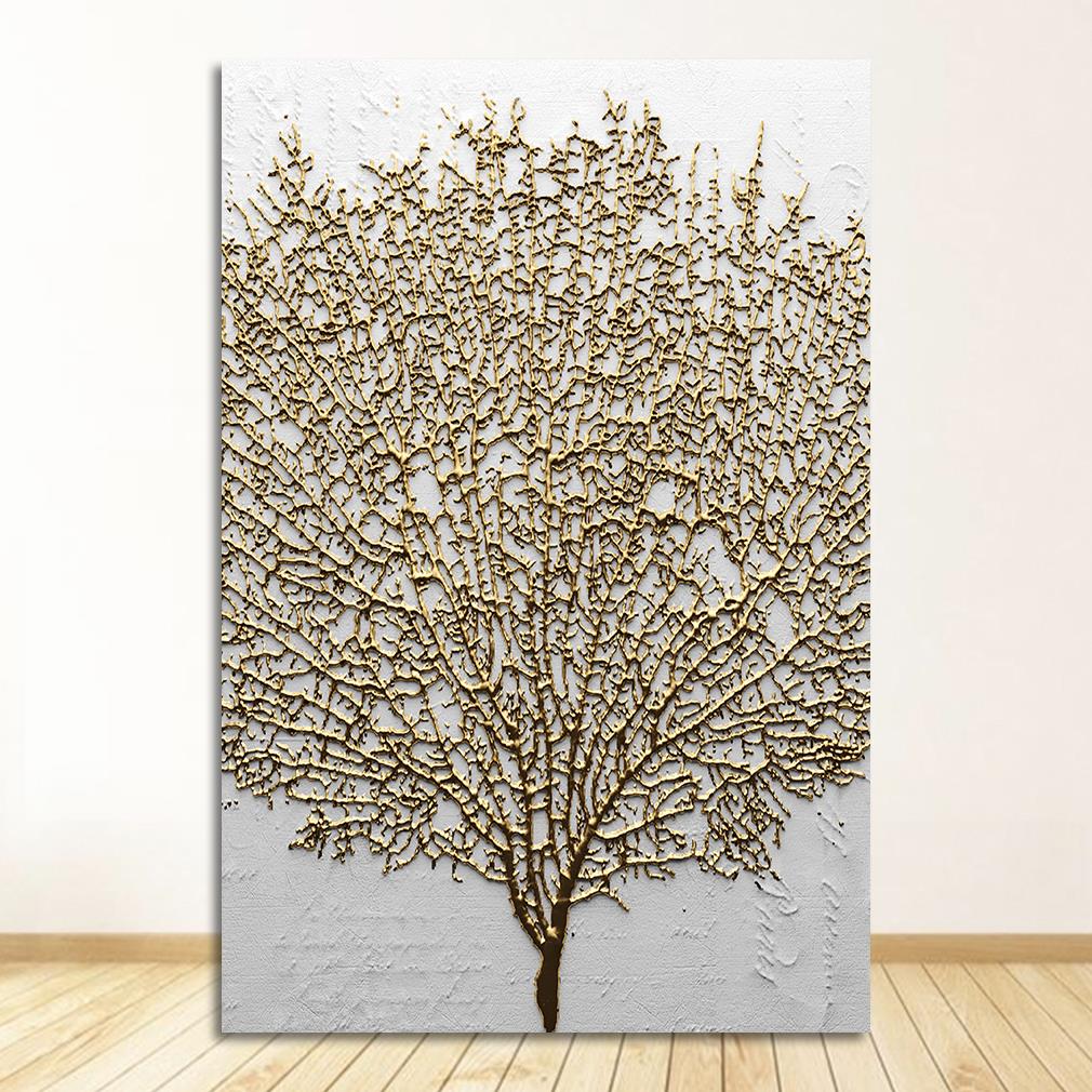 Tableau abstrait doré sur toile de coton