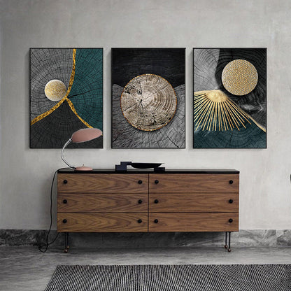 Tableau sur toile à texture de bois noir doré