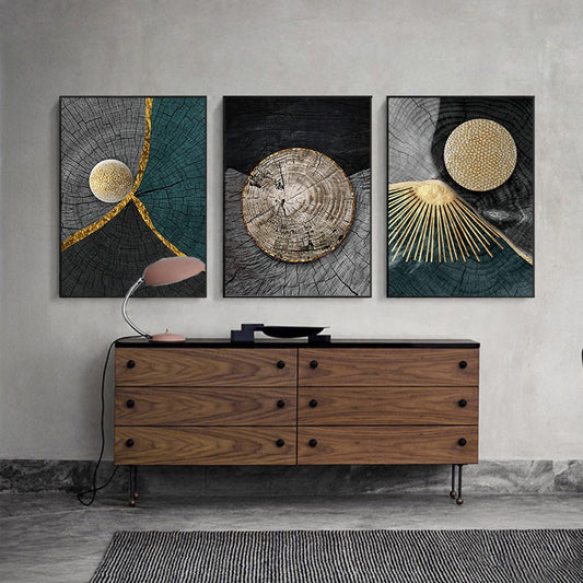 Tableau sur toile à texture de bois noir doré