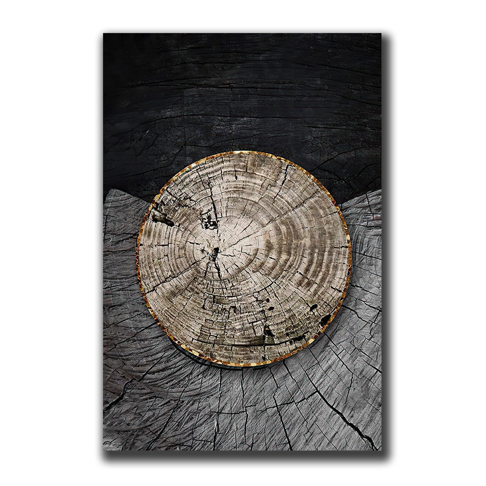 Tableau sur toile à texture de bois noir doré