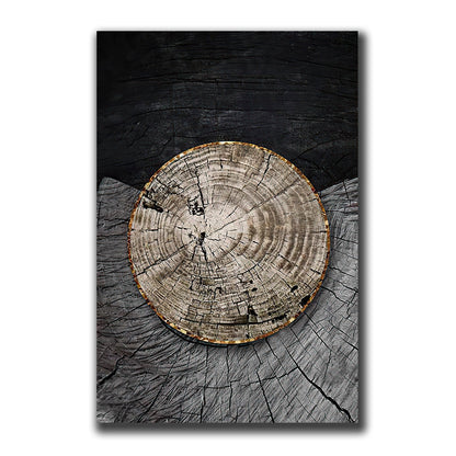 Tableau sur toile à texture de bois noir doré
