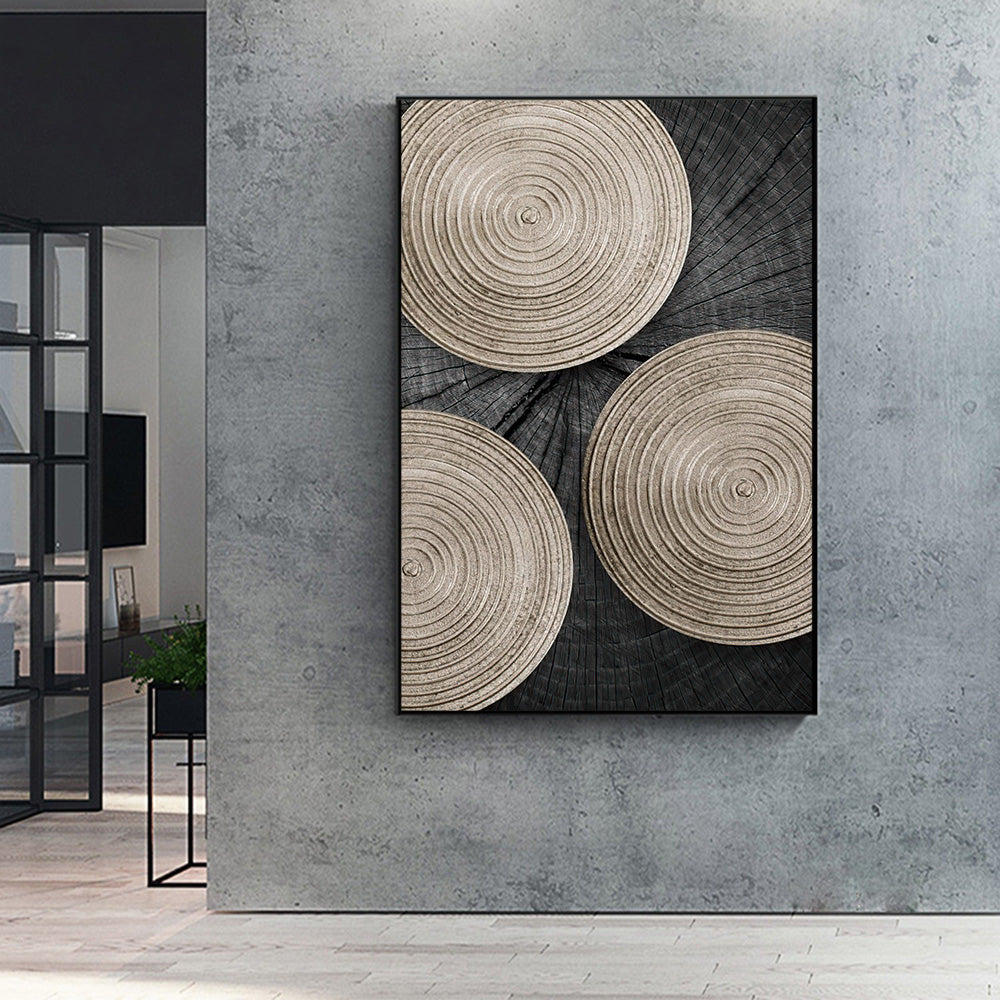 Tableau sur toile à texture de bois noir doré
