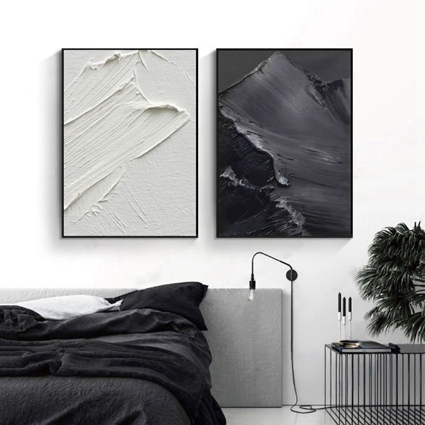 Art mural monochrome fait main