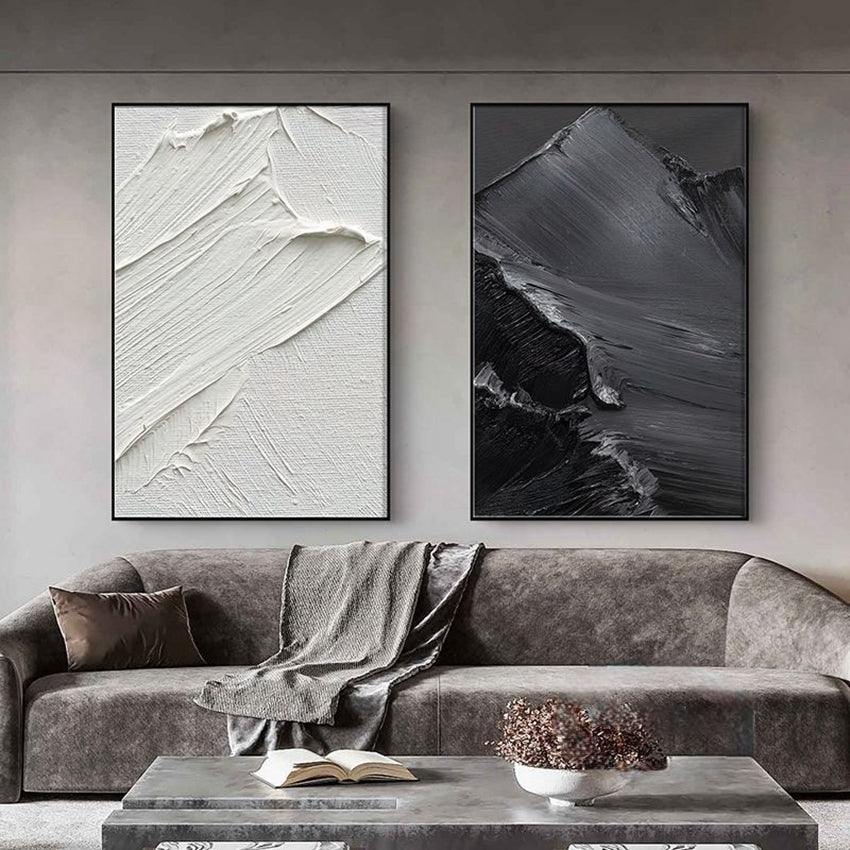 Art mural monochrome fait main