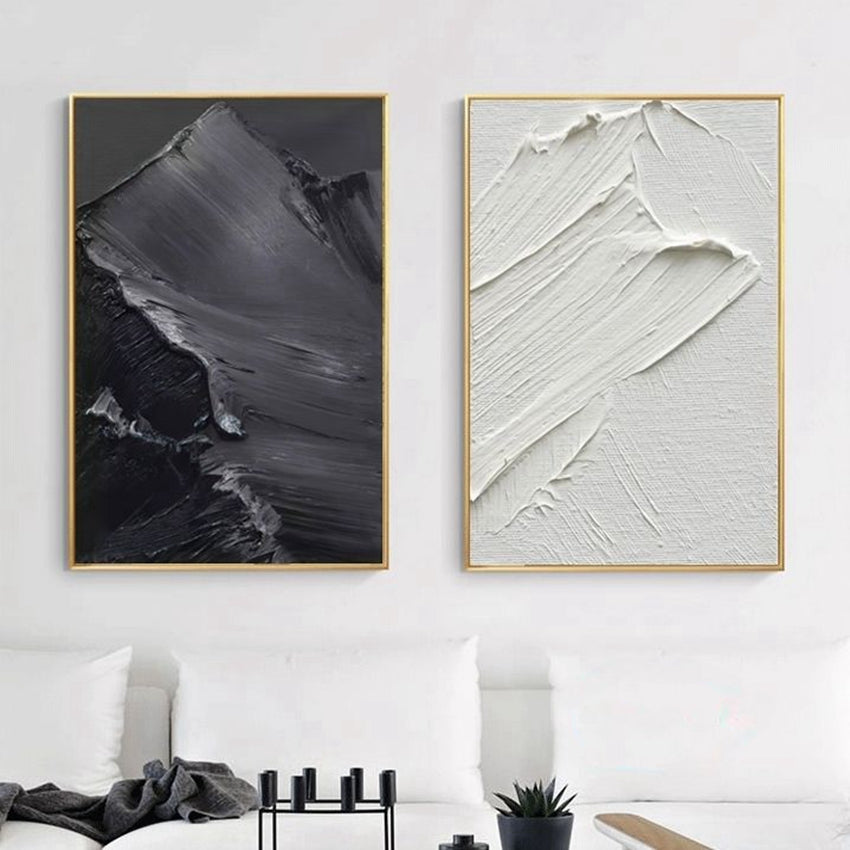 Art mural monochrome fait main