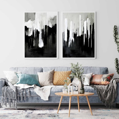 Tableau minimaliste sur toile noire et blanche