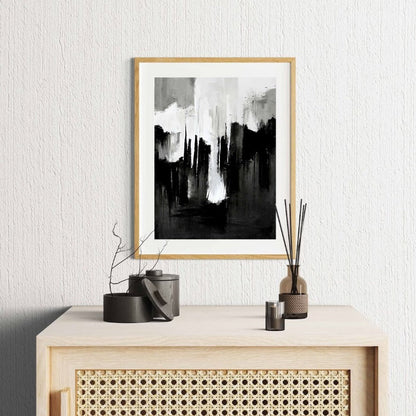 Tableau minimaliste sur toile noire et blanche