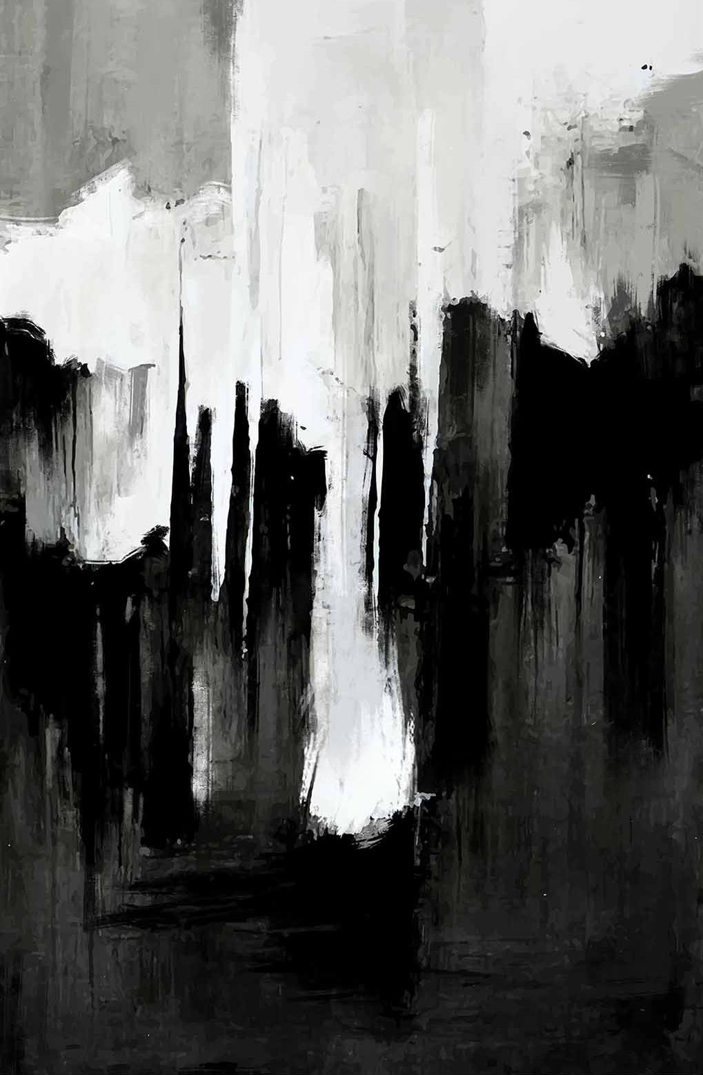 Tableau minimaliste sur toile noire et blanche
