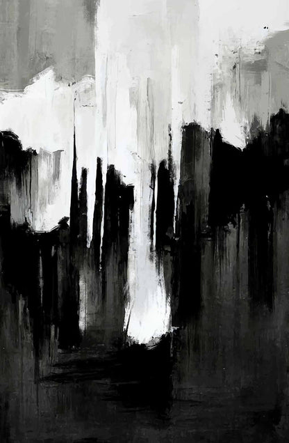 Tableau minimaliste sur toile noire et blanche