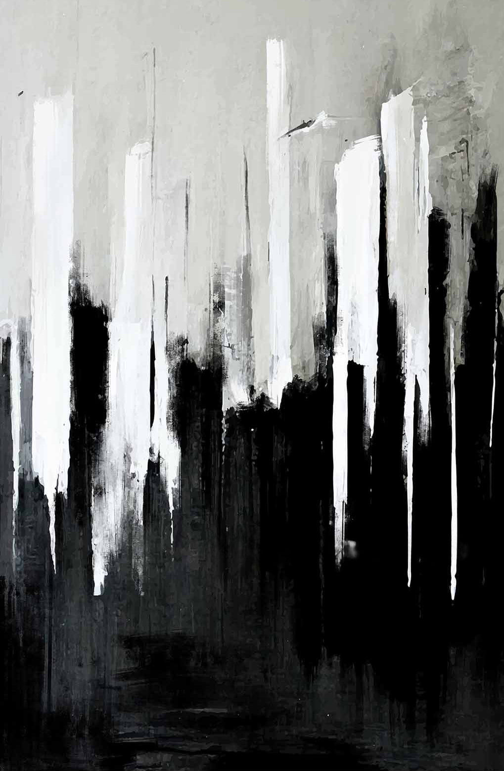 Tableau minimaliste sur toile noire et blanche