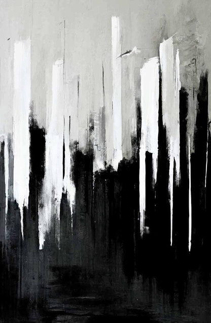 Tableau minimaliste sur toile noire et blanche