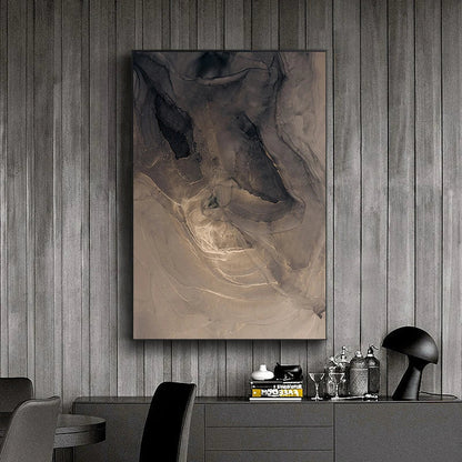 Tableau moderne sur toile effet marbre gris et or