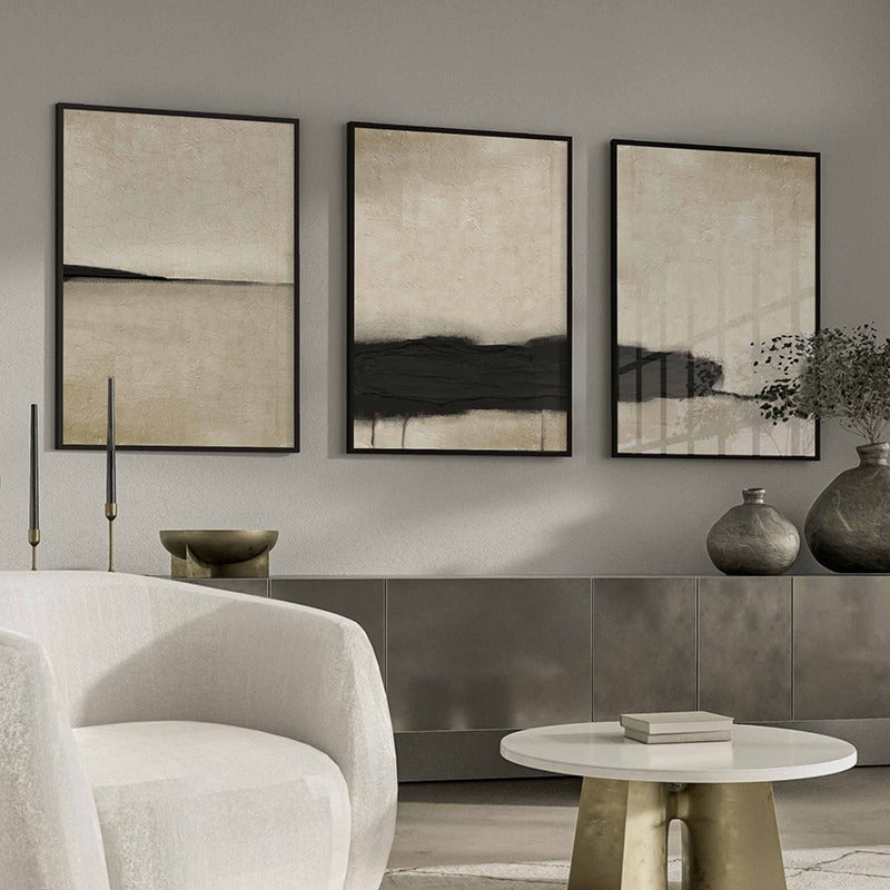 Tableau abstrait sur toile d'une élégance neutre