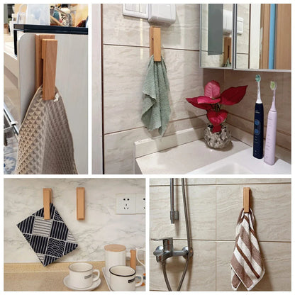 Porte-serviette scandinave « pince » à fixer en bois