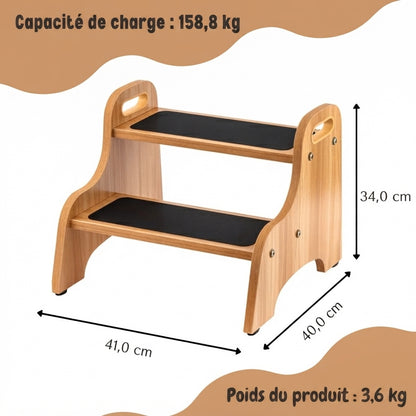 Tabouret en bois à deux marches