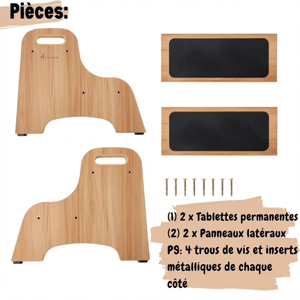 Tabouret en bois à deux marches