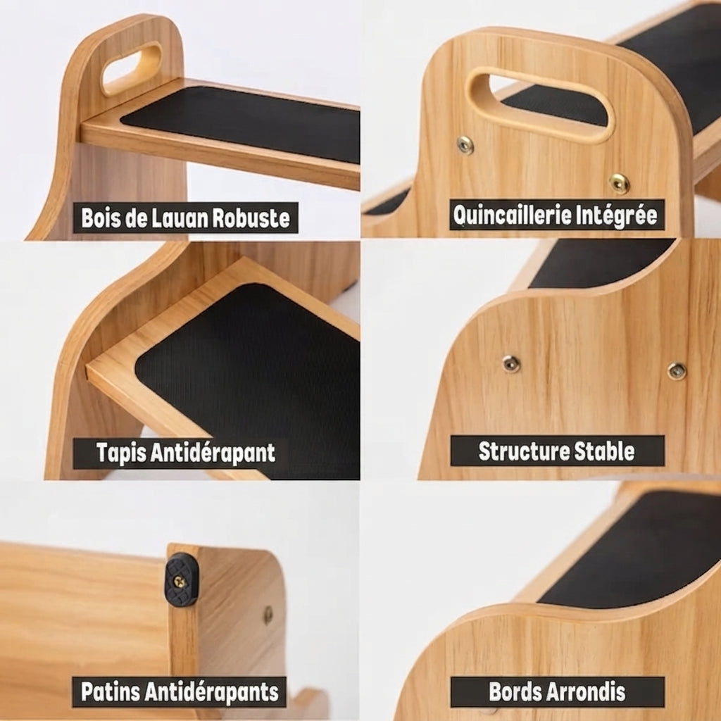 Tabouret en bois à deux marches