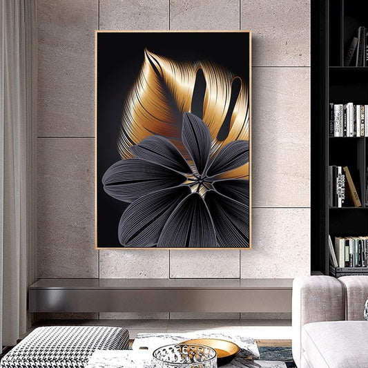Art mural noir et or